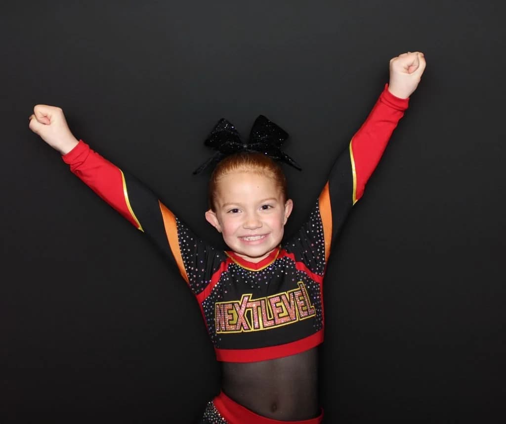 Recreational Cheer beginner class learning cheer fundamentals at Next Level Athletics